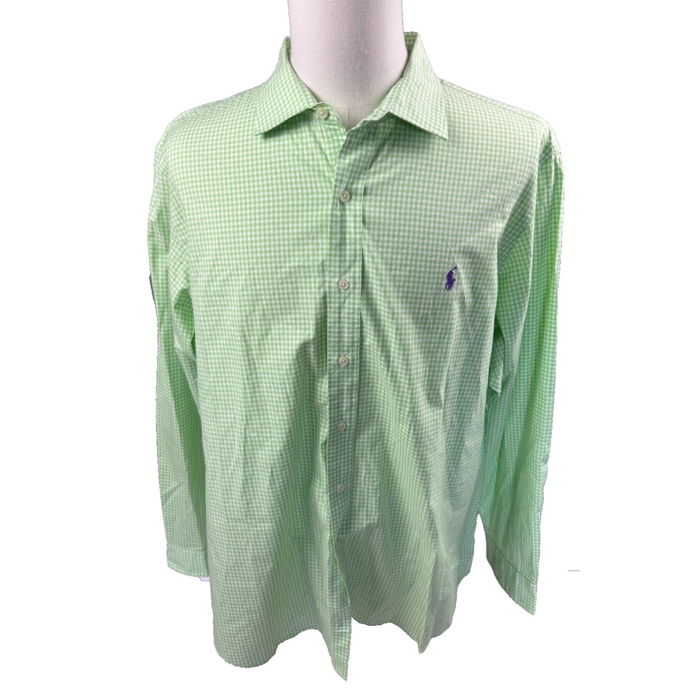 Polo Ralph Lauren Mens Green Gingham Check Long Sleeve Shirt XXL